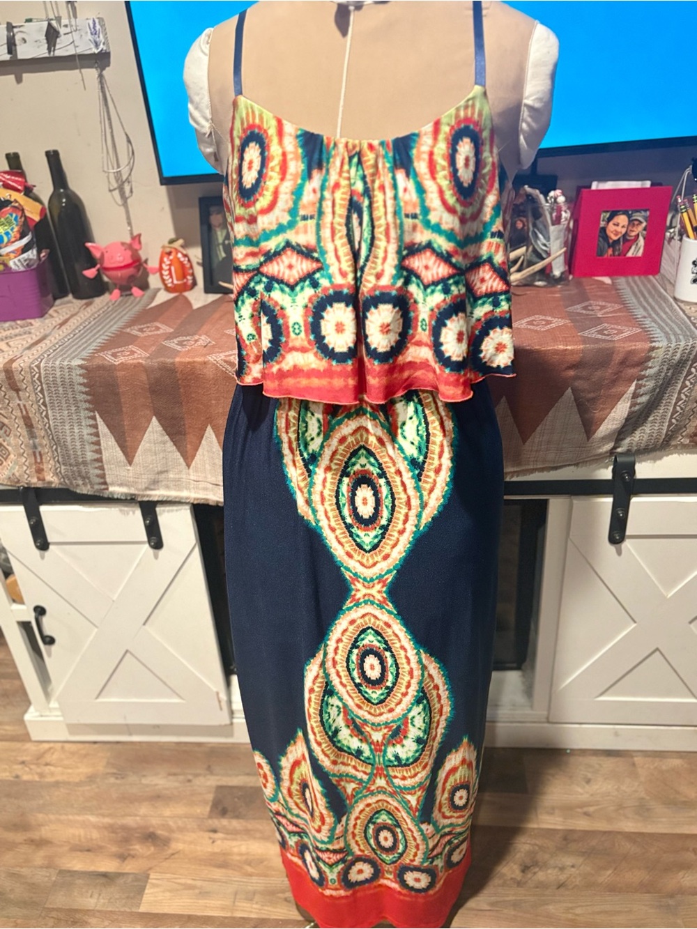 bailey blue Navy Multicolor Printed Maxi Skirt